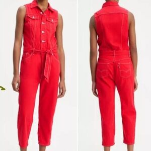 Levi’s Cropped Taper Denim Overalls | Jumpsuit Red size XS